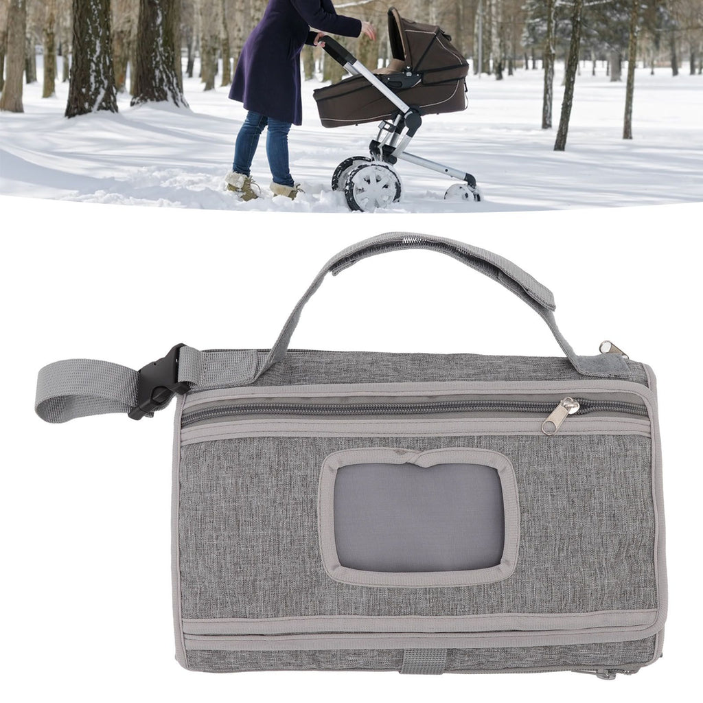 Diaper Pad Baby Changing Mat Mommy Bag with Handle Strap Foldable Detachable Travel Changing Pad Grey