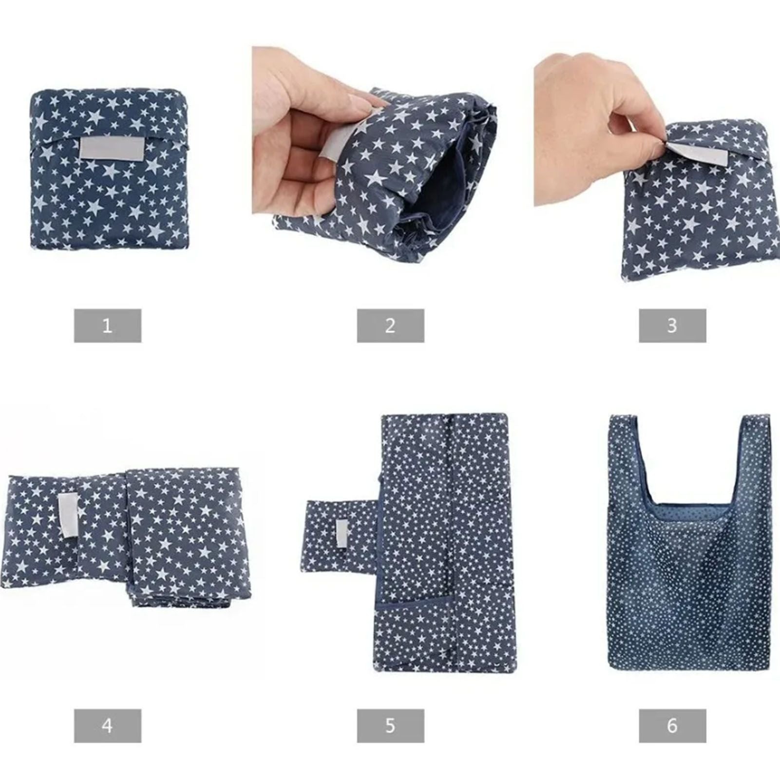 10Pcs Grocery Bag Foldable Polyester Large Capacity Reusable Shopping Bag for Household