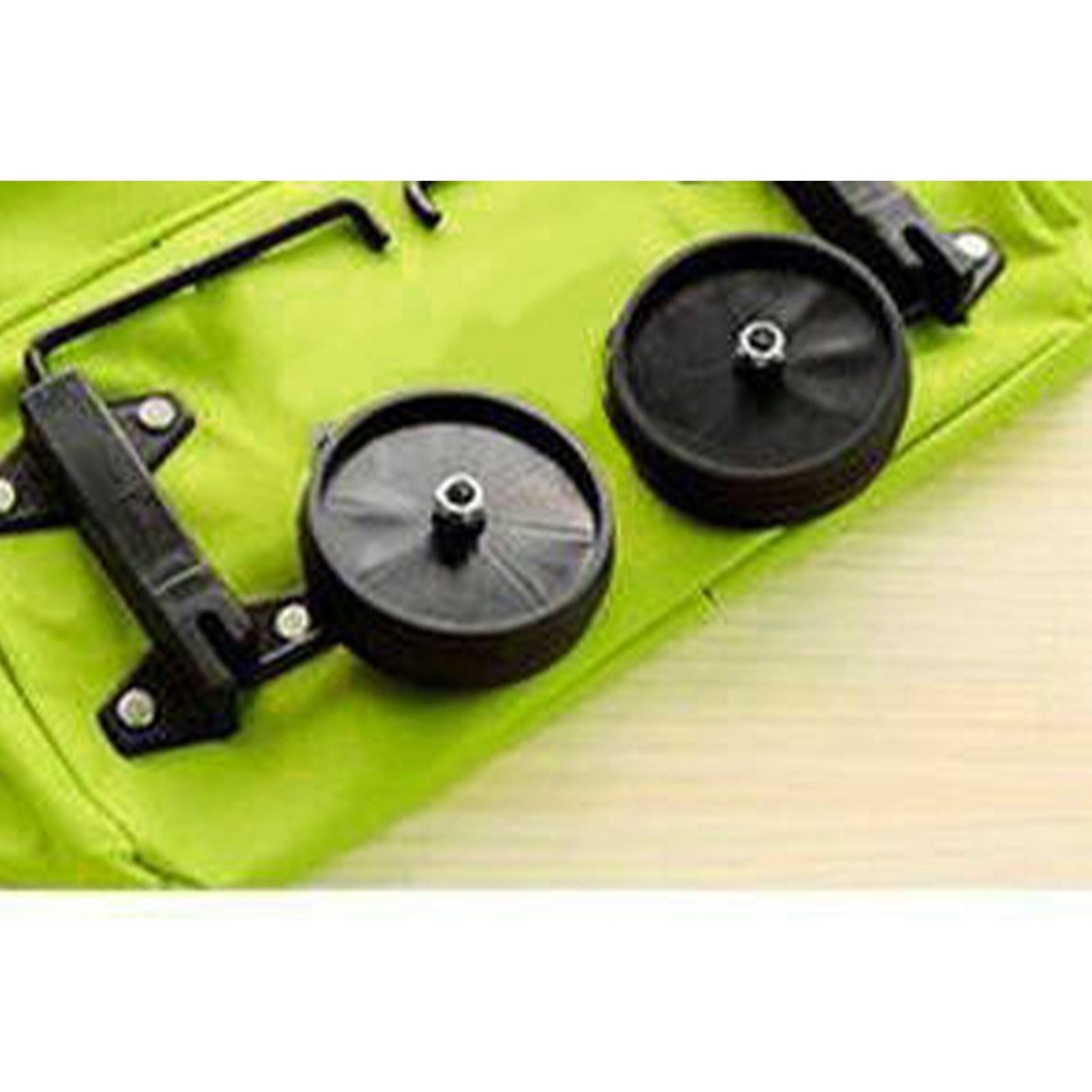 Green Foldable Shopping Bag with Wheels Pure Color Expandable Oxford Cloth Wheeled Foldable Grocery Cart Bag