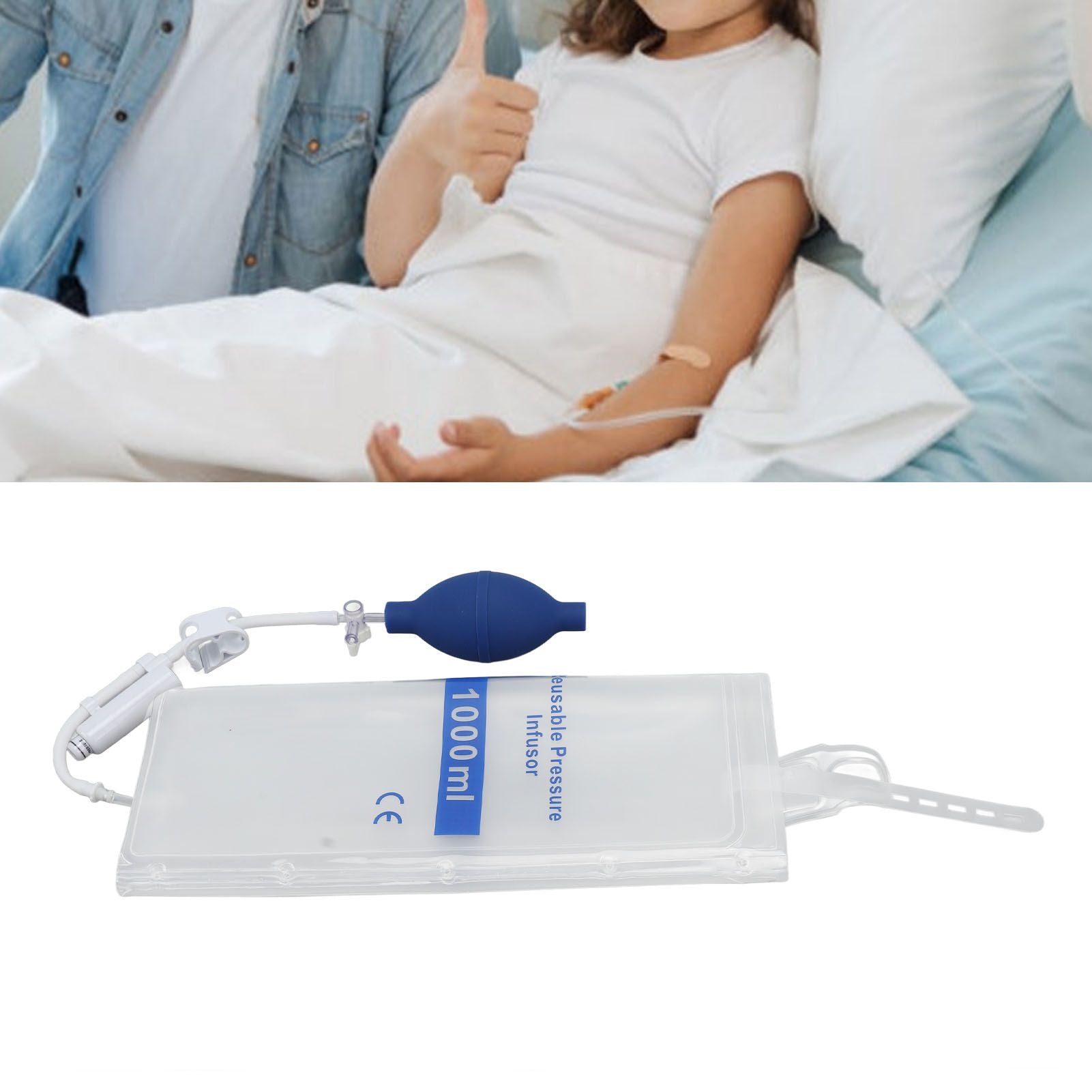 1000ml Medical Pressure Bag TPU Good Air Tightness Pressure Infusion Bag for Emergency Doctors