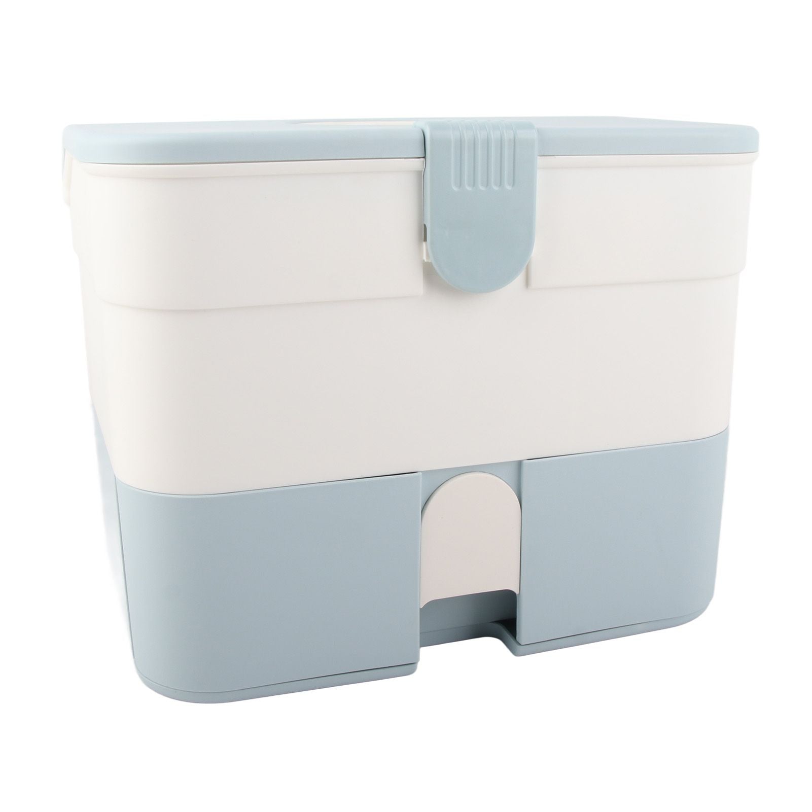Cosmetic Storage Box 2 Layers Drawer Large Capacity Portable Makeup Storage Box with Handle for Nail Polish Nail Art Blue