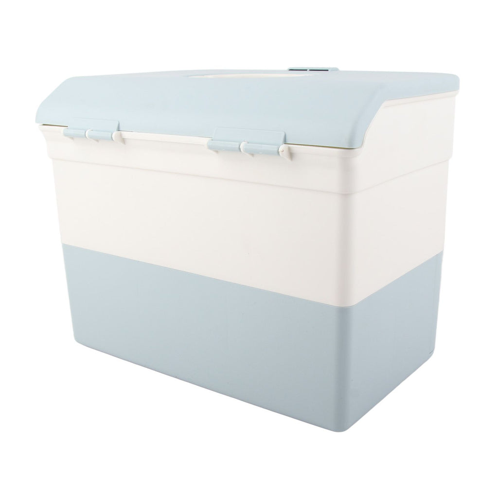 Cosmetic Storage Box 2 Layers Drawer Large Capacity Portable Makeup Storage Box with Handle for Nail Polish Nail Art Blue