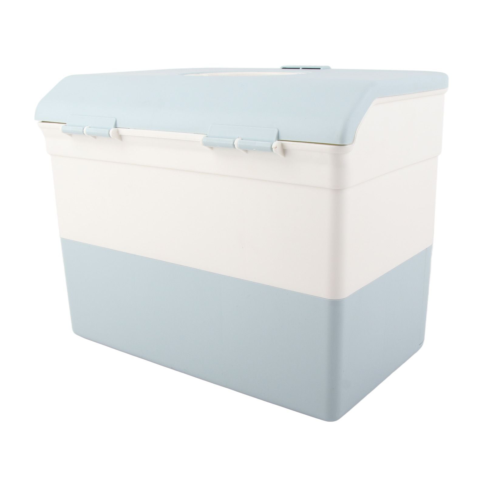 Cosmetic Storage Box 2 Layers Drawer Large Capacity Portable Makeup Storage Box with Handle for Nail Polish Nail Art Blue