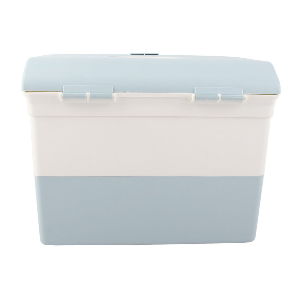 Cosmetic Storage Box 2 Layers Drawer Large Capacity Portable Makeup Storage Box with Handle for Nail Polish Nail Art Blue