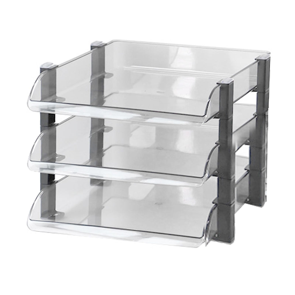 Desk File Letter Tray Layered Classified Documents Rack Acrylic Office Storage Rack Transparent 3 Layers 280x372x247mm
