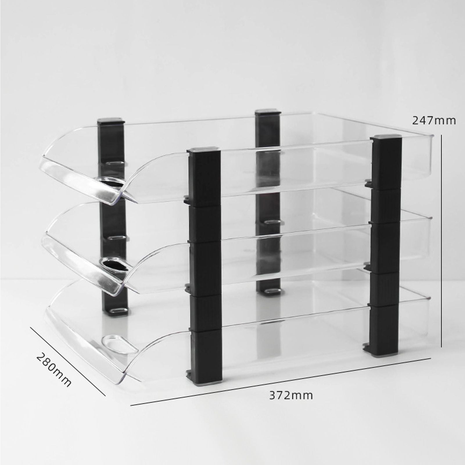 Desk File Letter Tray Layered Classified Documents Rack Acrylic Office Storage Rack Transparent 3 Layers 280x372x247mm