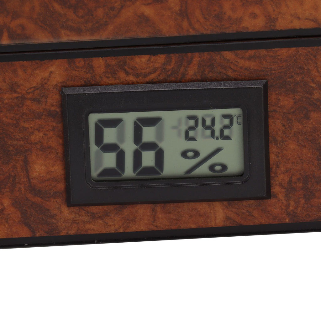 Cigar Humidor Box Portable Cedar Wood Glass Top Cigar Storage Case with Digital Hygrometer Brown