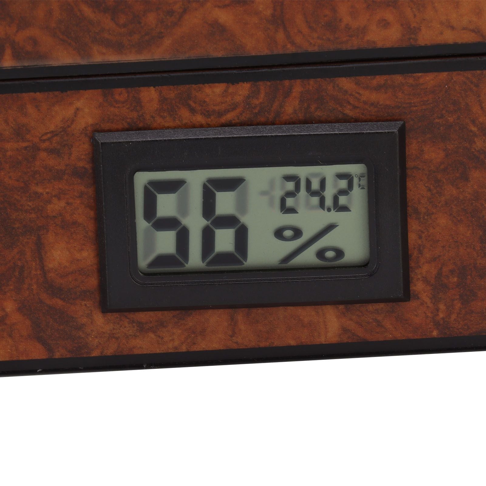 Cigar Humidor Box Portable Cedar Wood Glass Top Cigar Storage Case with Digital Hygrometer Brown