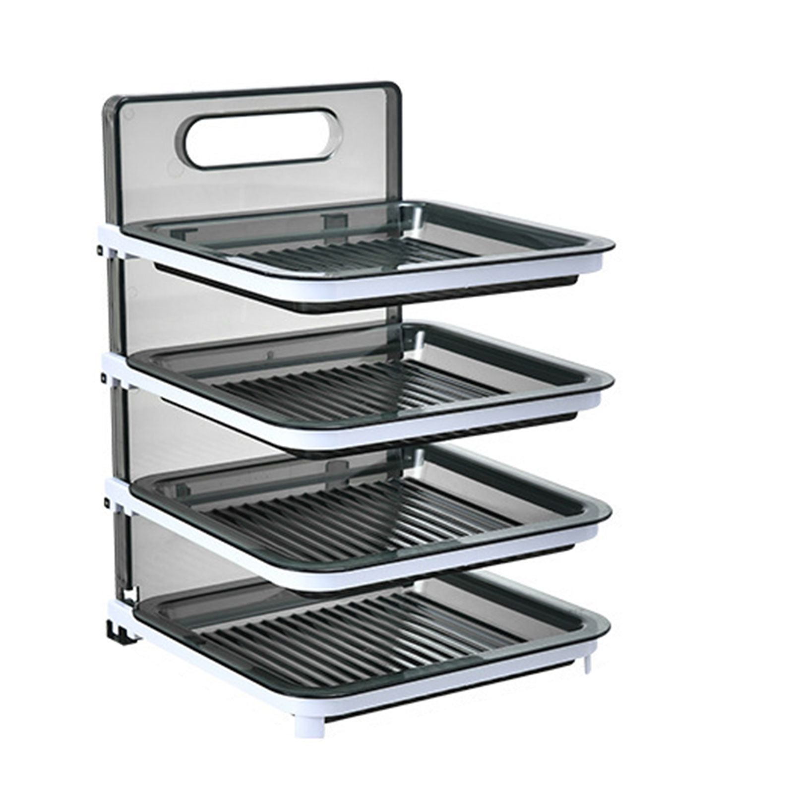 Wall Mounted Food Sorting Tray 4 Layers Storage Tray Collapsible Side Dish Stacking Storage for Hotpot Kitchen Grey