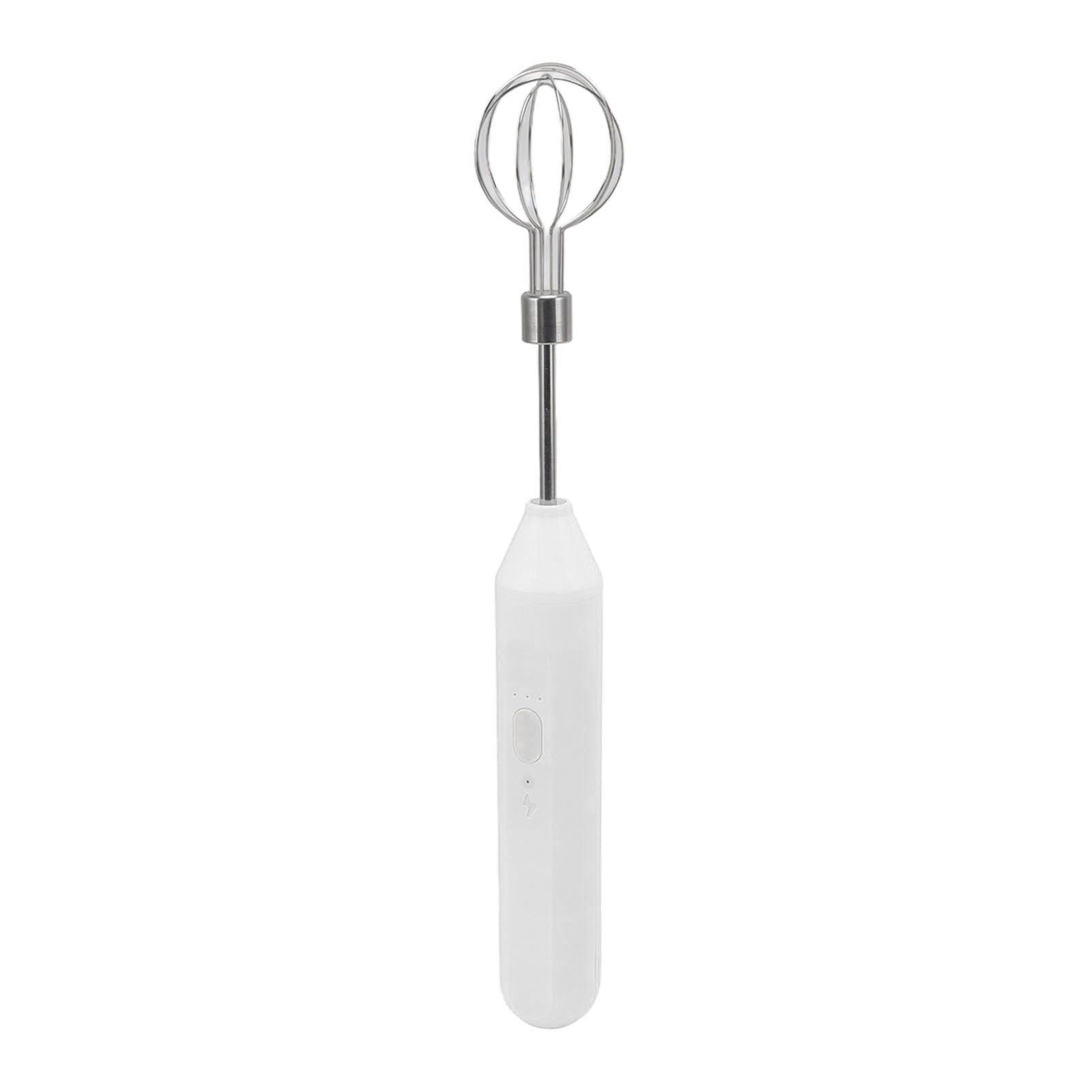 Electric Hand Mixer Three Different Speeds Battery Powered Handheld Milk Frother for Home Baking White