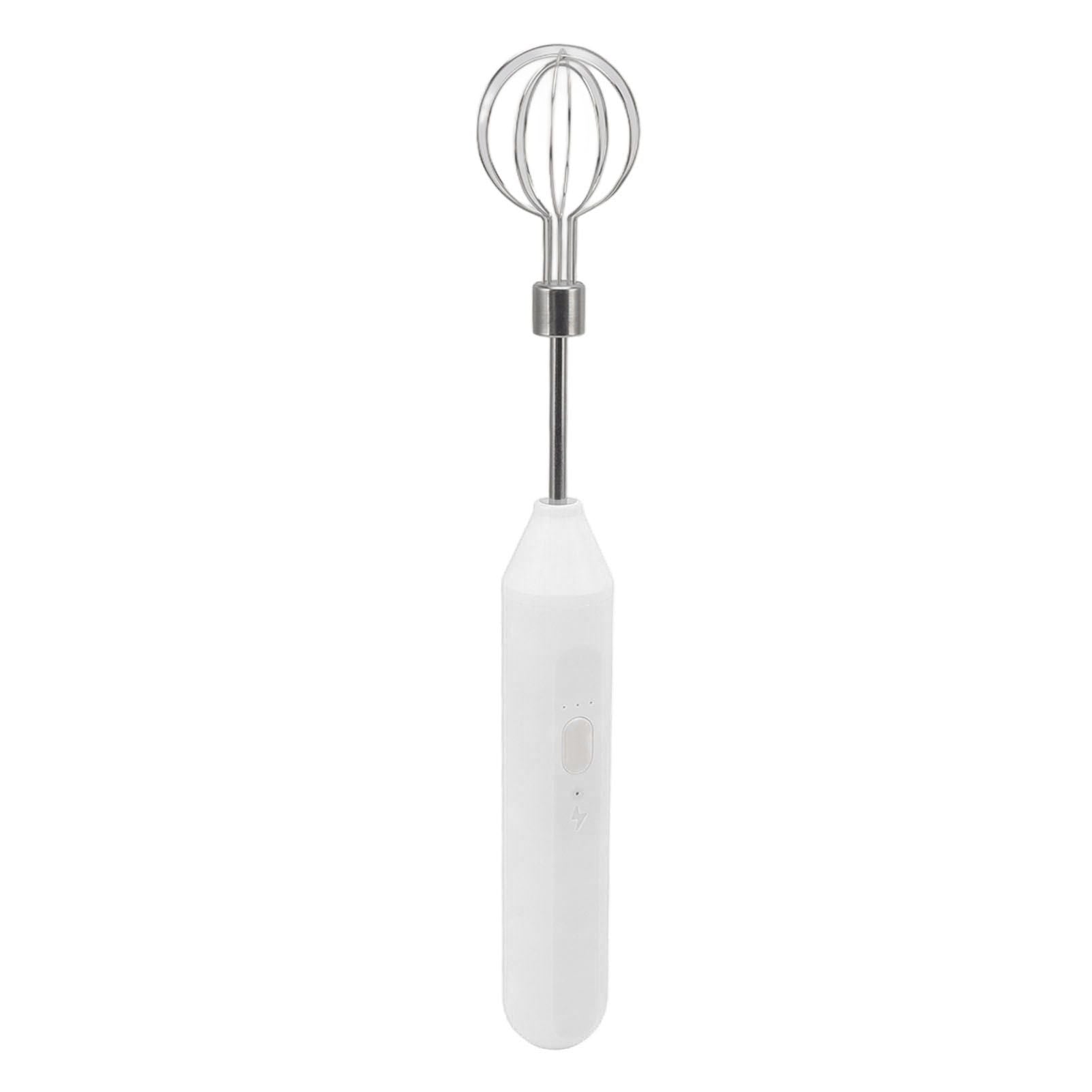 Electric Hand Mixer Three Different Speeds Battery Powered Handheld Milk Frother for Home Baking White