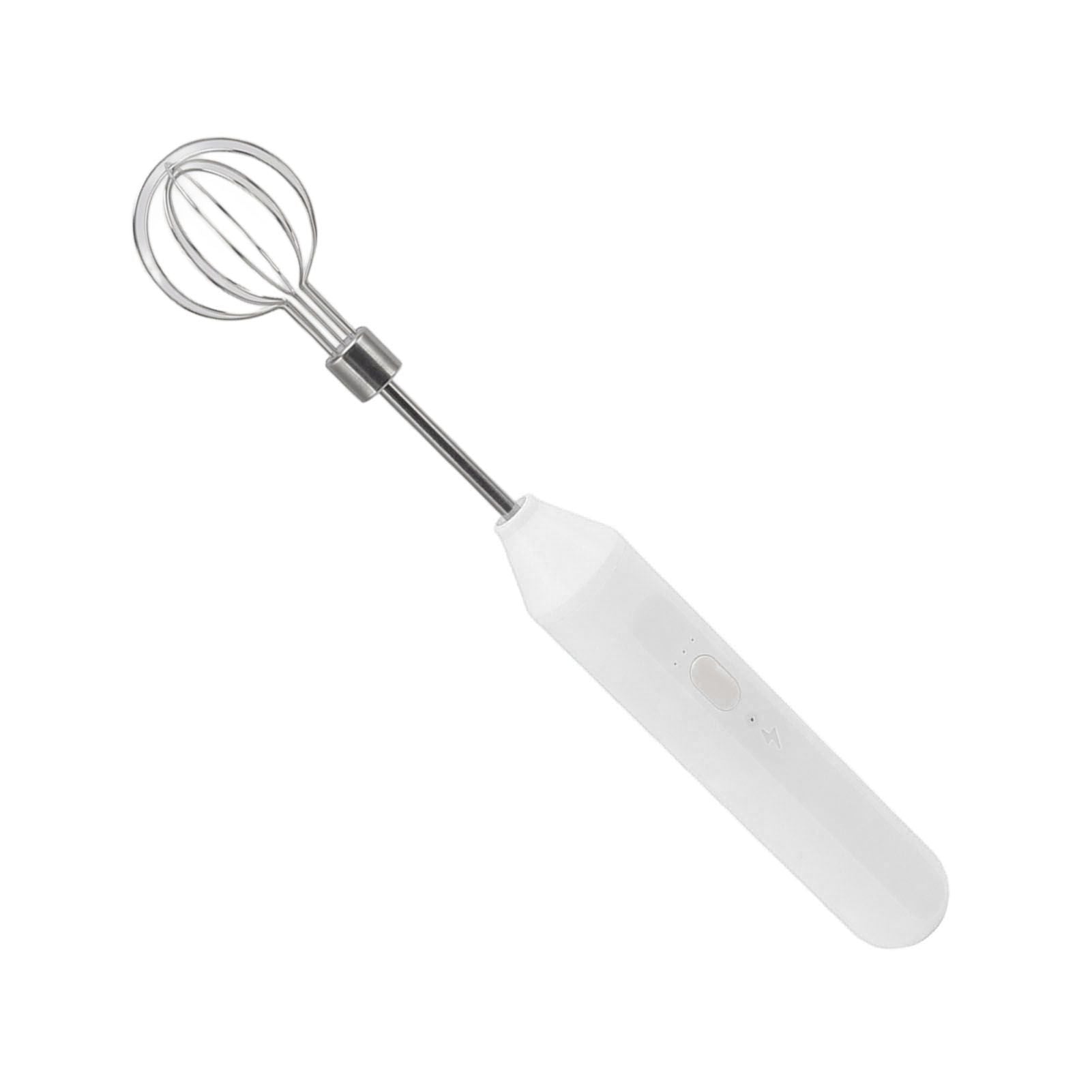 Electric Hand Mixer Three Different Speeds Battery Powered Handheld Milk Frother for Home Baking White