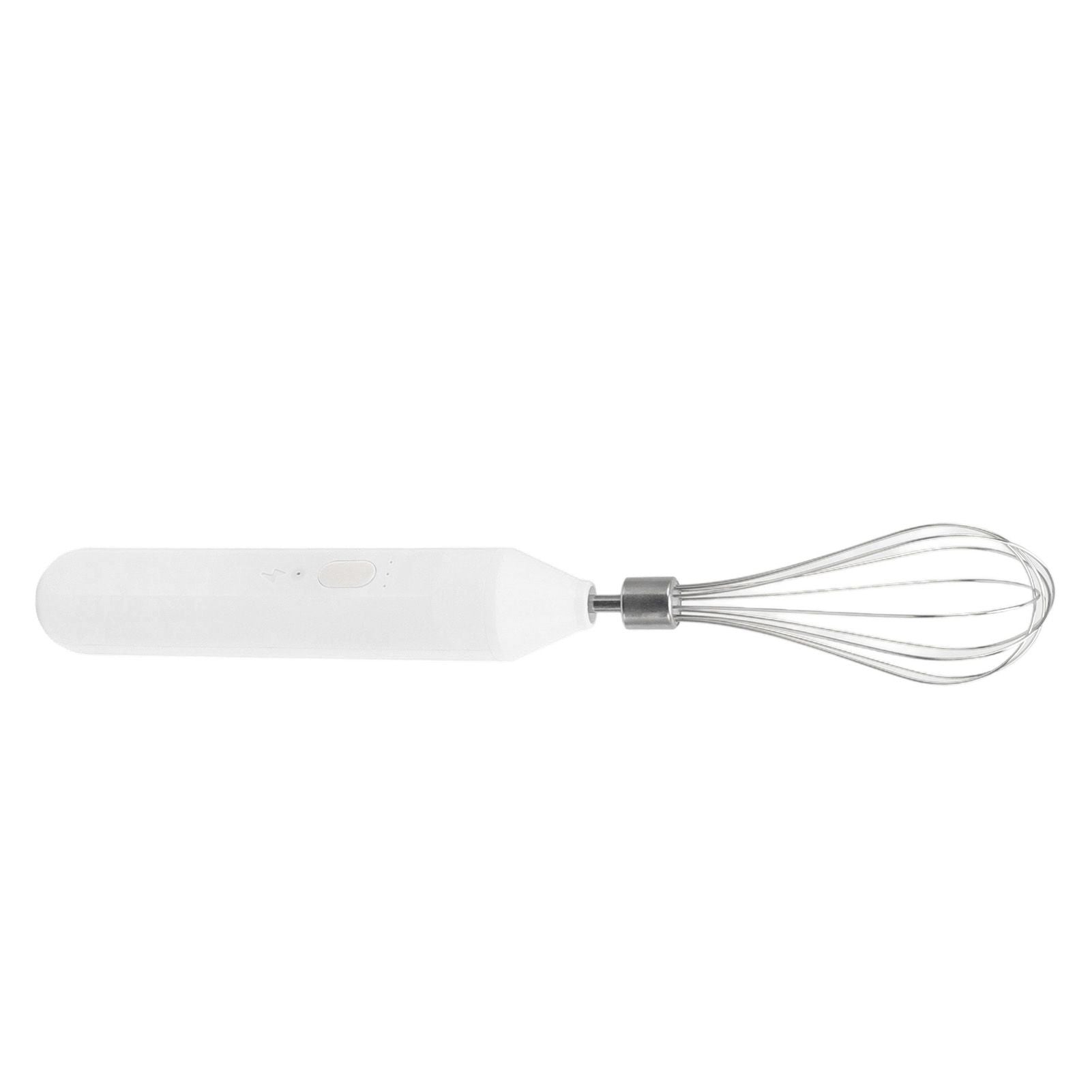 Electric Egg Beater Handheld USB Charging Milk Frother Portable Cordless Drink Mixer with Stainless Steel Whisk White