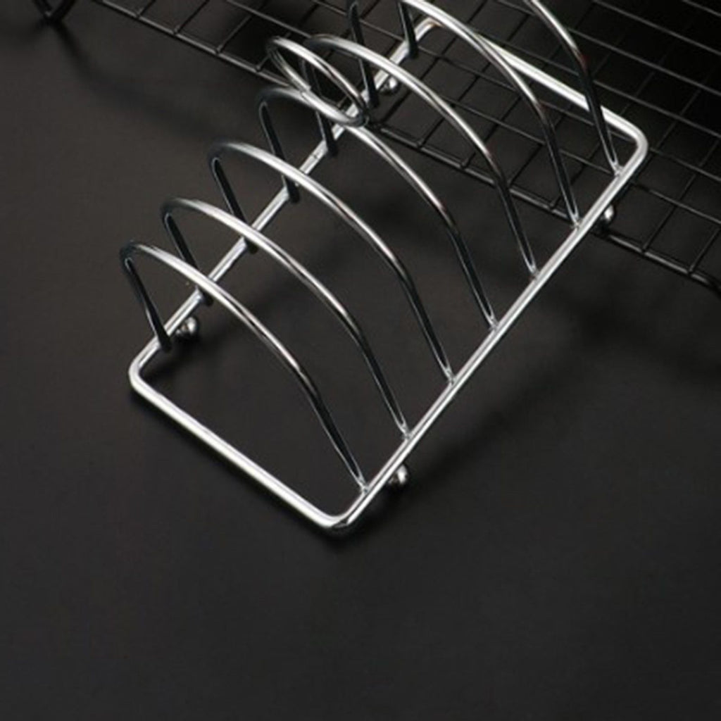 Toast Rack Stainless Steel 6 Slice Slot Breakfast Toast Bread Rack Holder with Handle for Kitchen Bakery