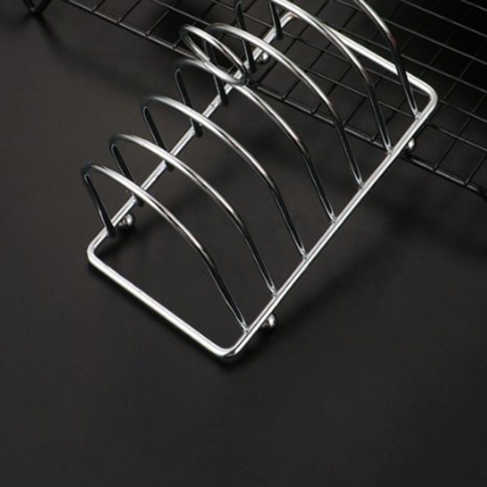 Toast Rack Stainless Steel 6 Slice Slot Breakfast Toast Bread Rack Holder with Handle for Kitchen Bakery