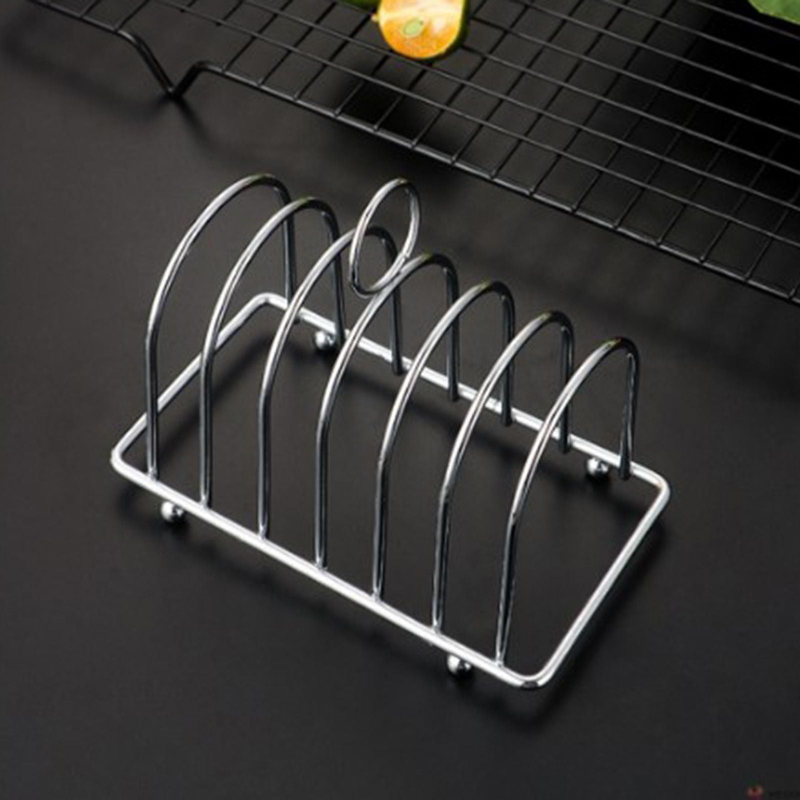Toast Rack Stainless Steel 6 Slice Slot Breakfast Toast Bread Rack Holder with Handle for Kitchen Bakery