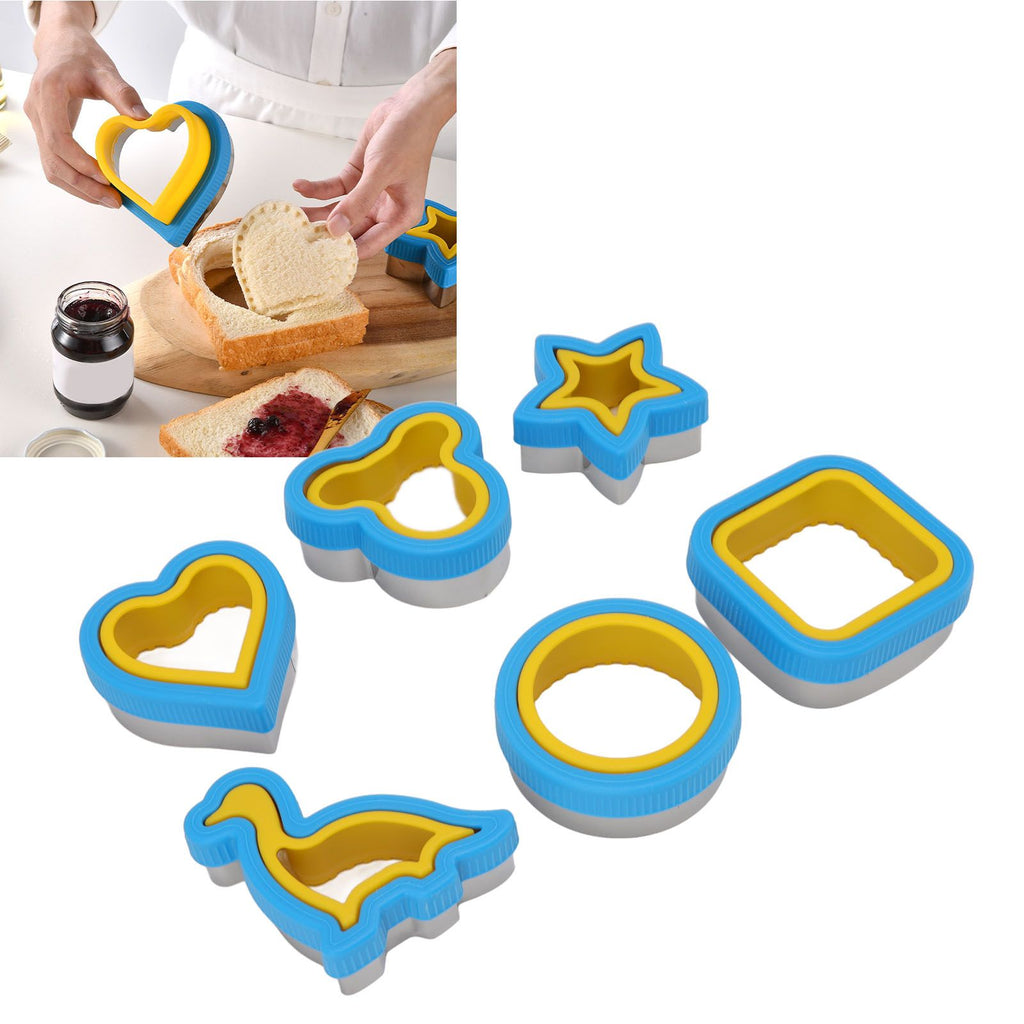 Sandwich Cutter Prevent Slip Rust Proof Cartoon Bread Press Mold for Pancake Rice Cheese Fruits 6pcs