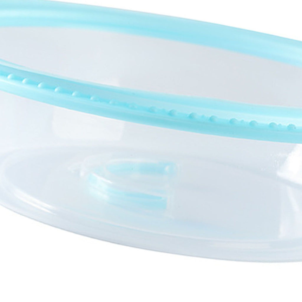 Microwave Heating Sealing Cover Transparent PP Stackable Temperature Keeping Plate Serving Cover for Kitchen Sky Blue