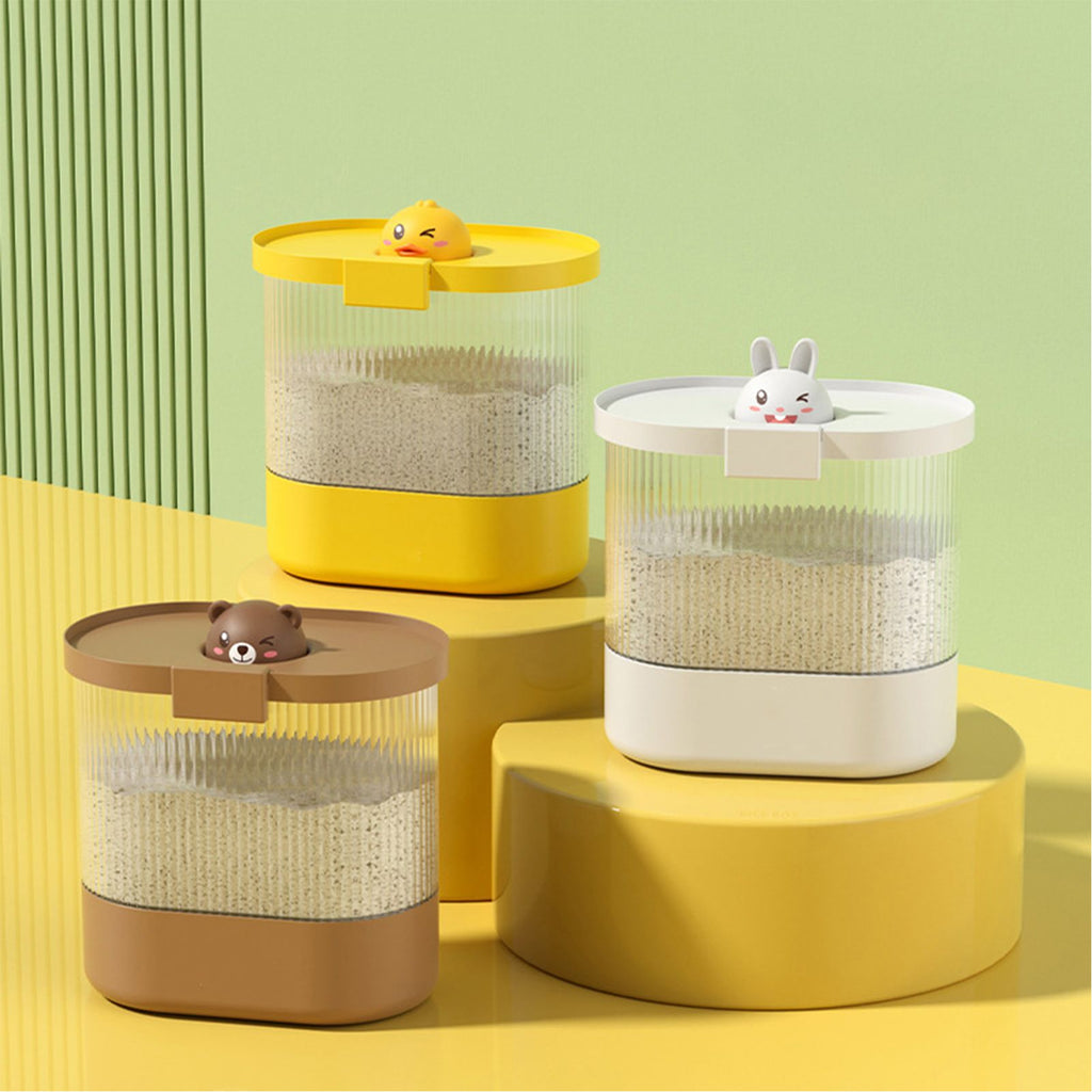 Rice Bucket Damp Proof Sealing Thickened PP PET Grain Storage Tank for Home Flour Dog Food L Brown Bear