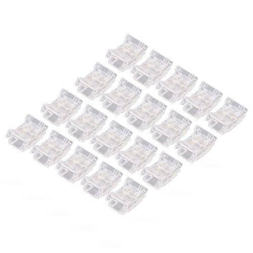 20PCS LED Strip to Wire Connector 2 Pin Transparent Solderless Gapless LED Adapter Connectors