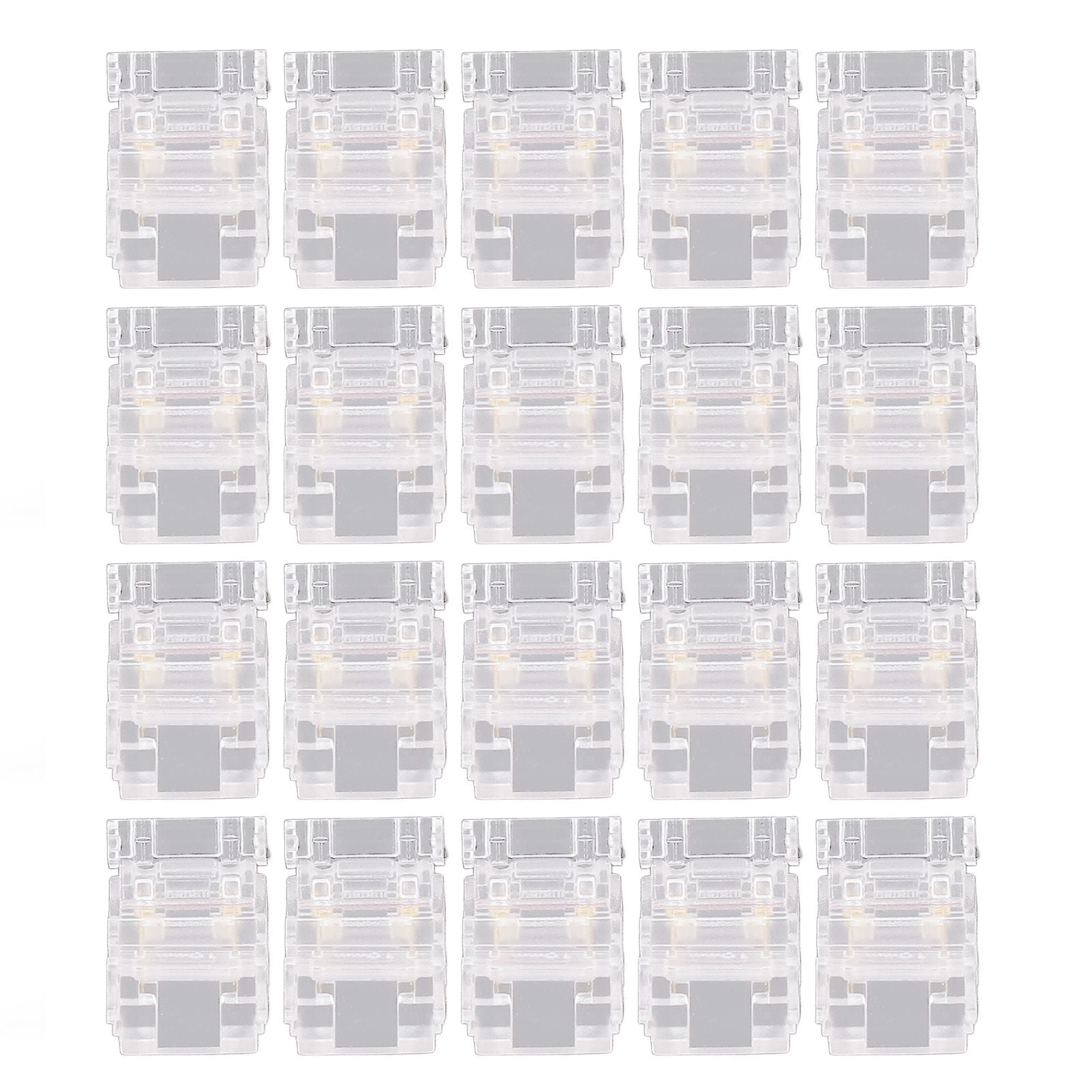 20PCS LED Strip to Wire Connector 2 Pin Transparent Solderless Gapless LED Adapter Connectors