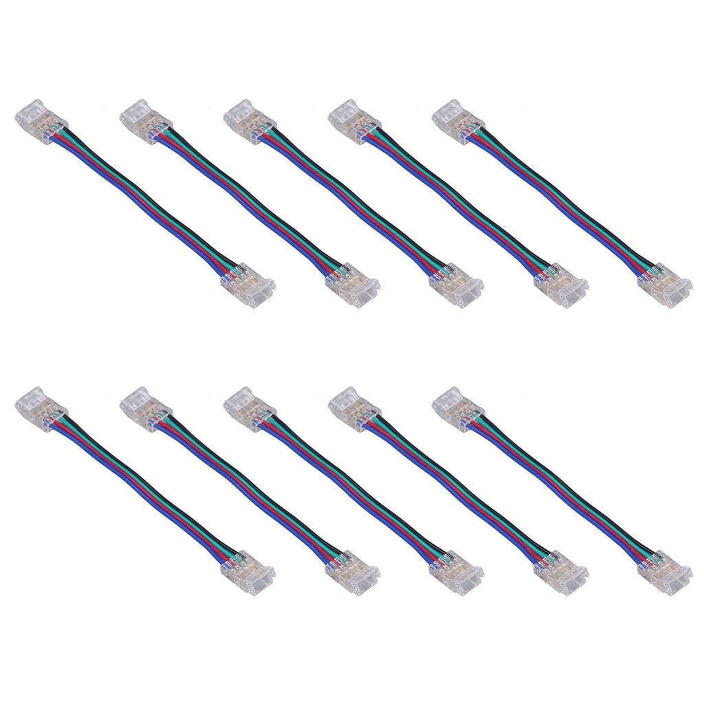 10pcs LED Strip Light Connector Kit 4Pin 10mm Quick Connection Strong Compatibility LED Strip Accessories