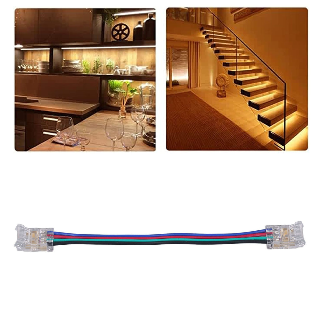 10pcs LED Strip Light Connector Kit 4Pin 10mm Quick Connection Strong Compatibility LED Strip Accessories
