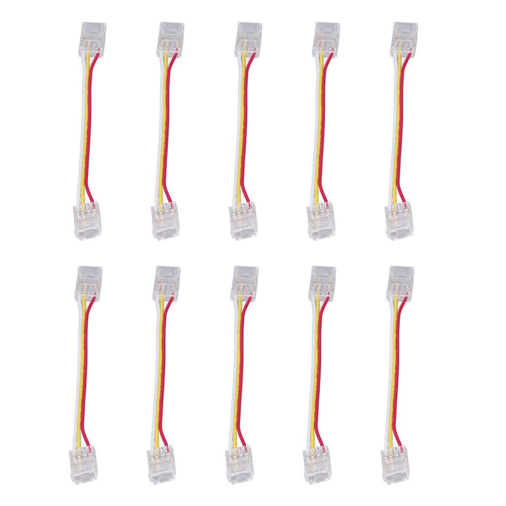 10pcs LED Strip Light Connector Kit 3Pin 10mm Quick Connection Strong Compatibility COB Light Strip Connector for Warehouse