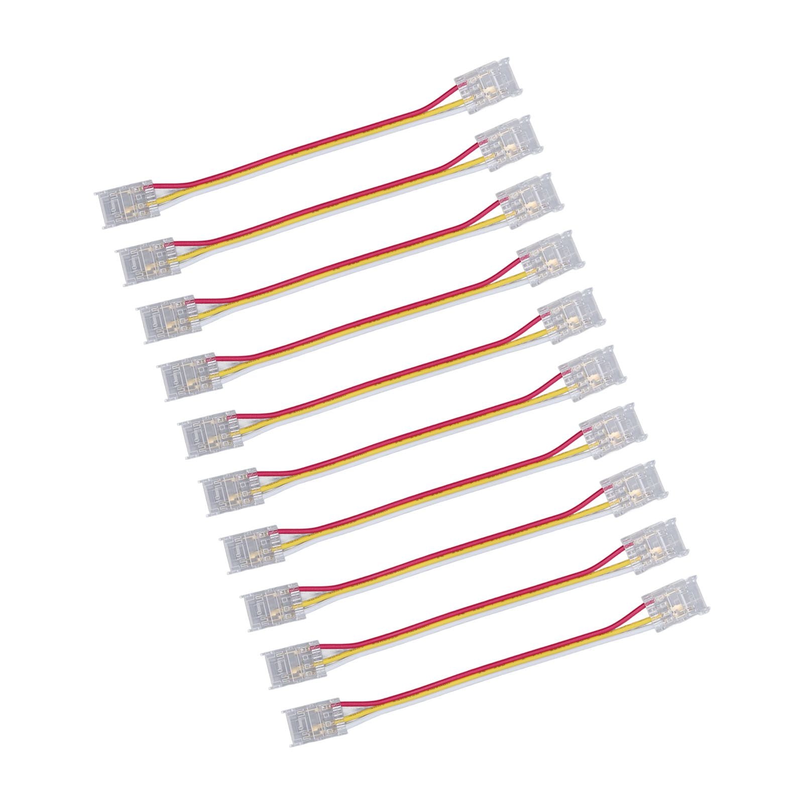 10pcs LED Strip Light Connector Kit 3Pin 10mm Quick Connection Strong Compatibility COB Light Strip Connector for Warehouse