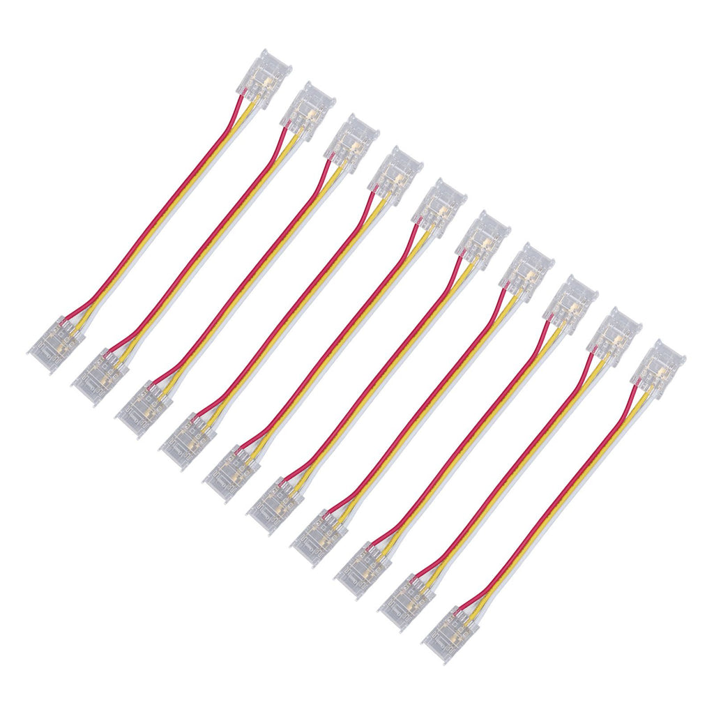 10pcs LED Strip Light Connector Kit 3Pin 10mm Quick Connection Strong Compatibility COB Light Strip Connector for Warehouse