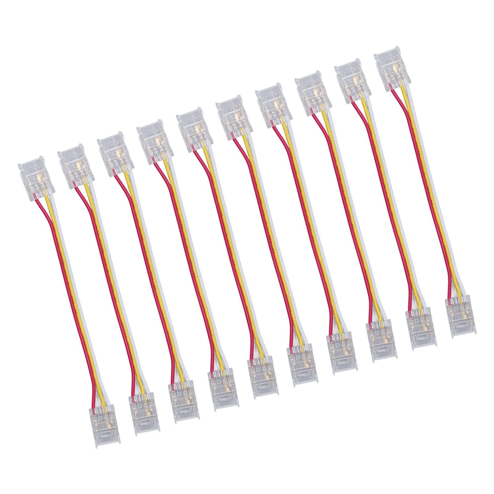 10pcs LED Strip Light Connector Kit 3Pin 10mm Quick Connection Strong Compatibility COB Light Strip Connector for Warehouse