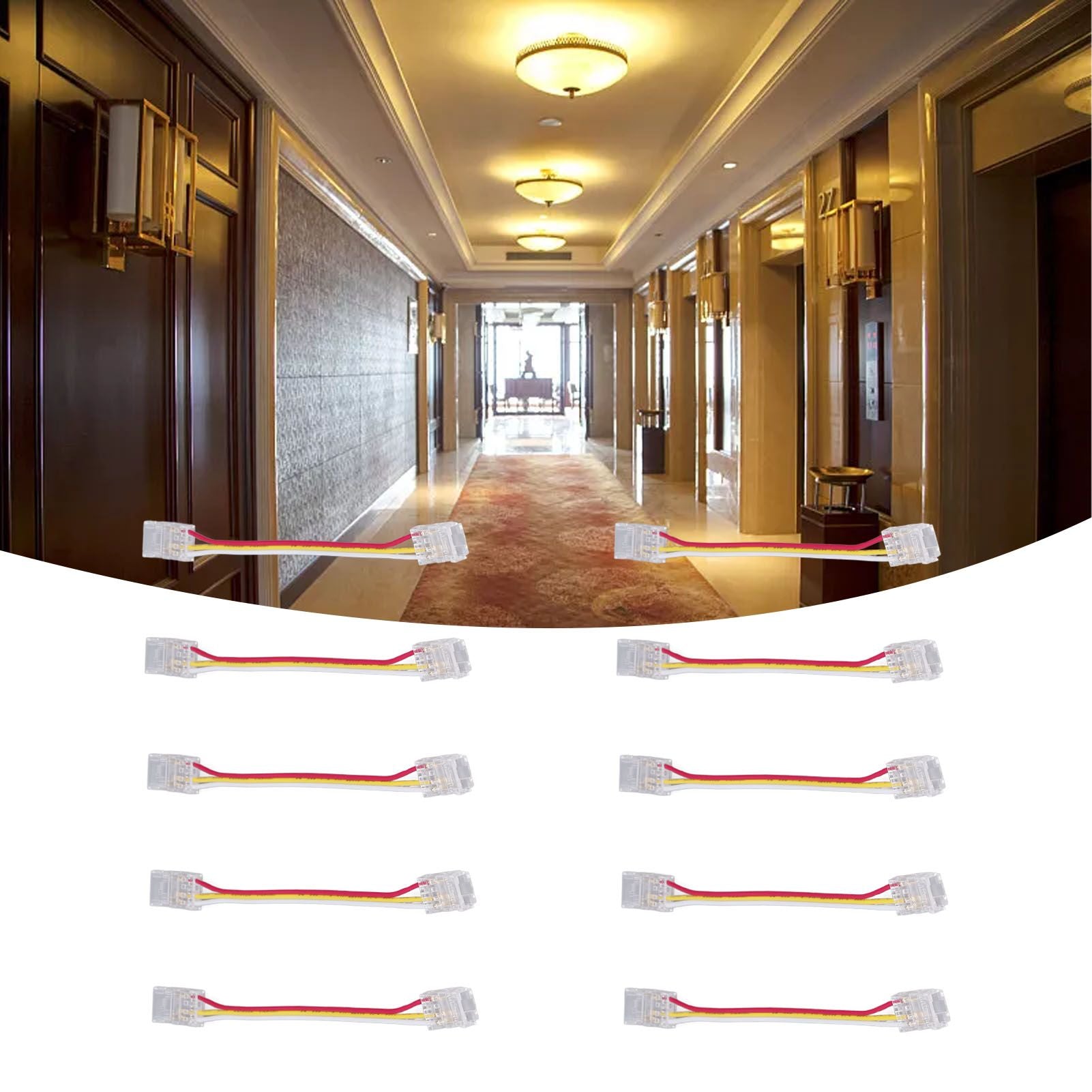 10pcs LED Strip Light Connector Kit 3Pin 10mm Quick Connection Strong Compatibility COB Light Strip Connector for Warehouse
