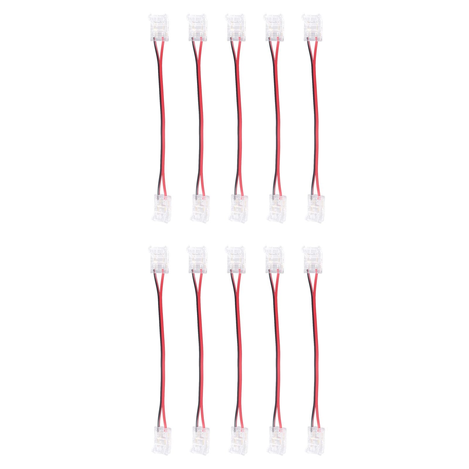 10 Pcs COB Strip Light Connector 2Pin PC Material 10mm Width Double Headed Strip to Strip Extension Connector