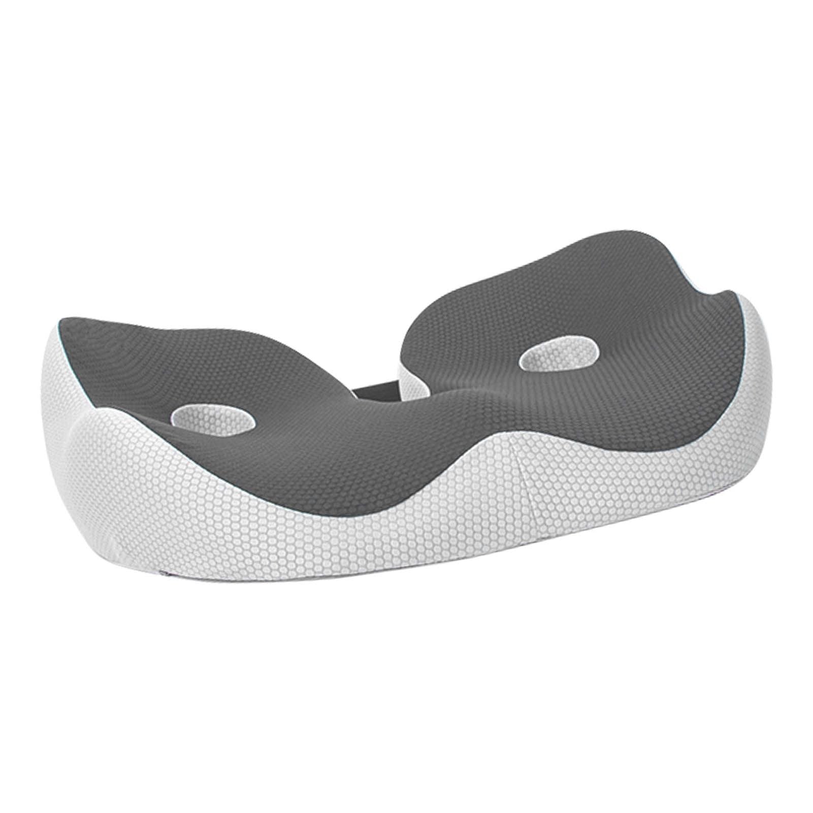 Seating Cushion Soft Comfortable Breathable Buckle Curved Chair Cushion for Office Working Dark Gray 48x39x14cm/18.9x15.4x5.5in(Approx.)