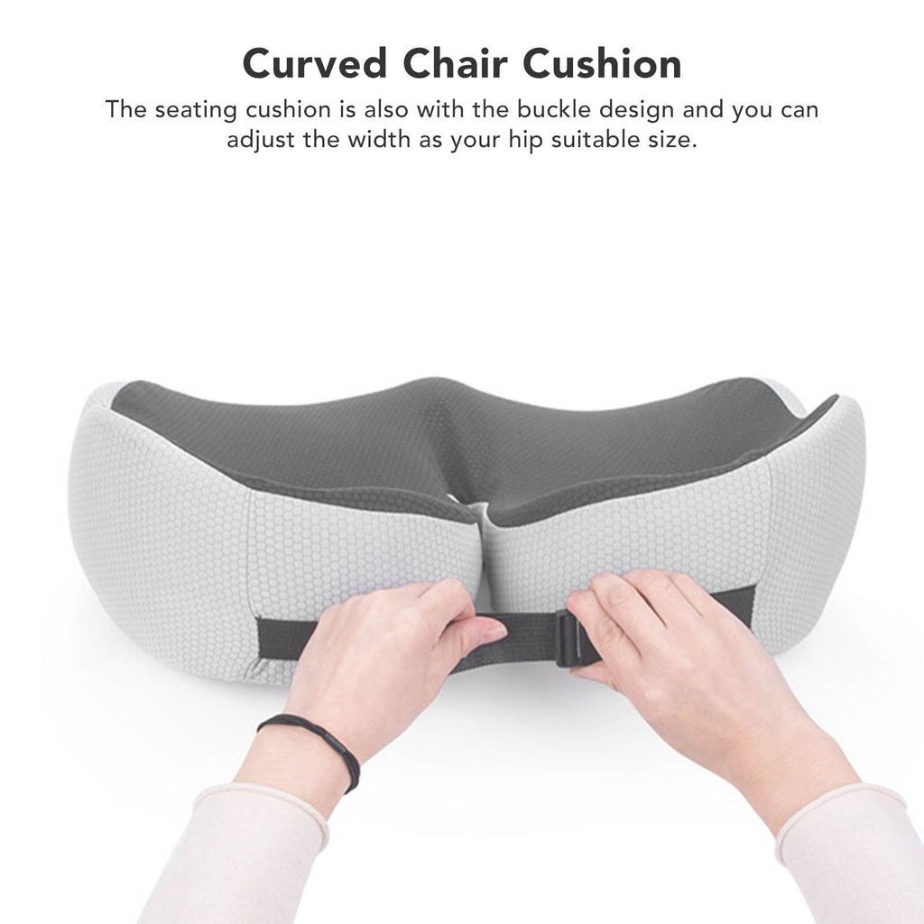 Seating Cushion Soft Comfortable Breathable Buckle Curved Chair Cushion for Office Working Dark Gray 48x39x14cm/18.9x15.4x5.5in(Approx.)