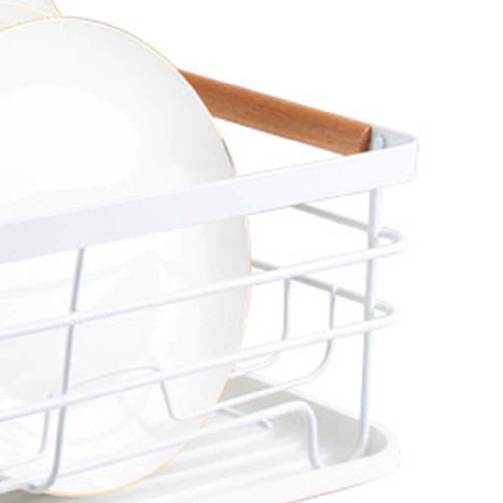 Dish Drainer Kitchen Monolayer Waterproof Cutlery Shelf Tabletop Utensil Storage Shelf White