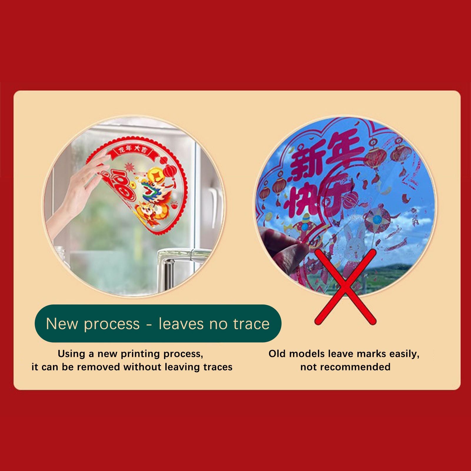 Double Sided Colorful Dragon Year Window Decorations Chinese New Year Spring Festival Zodiac Static Cling Decals Featuring Blessing Characters and Couplets Set