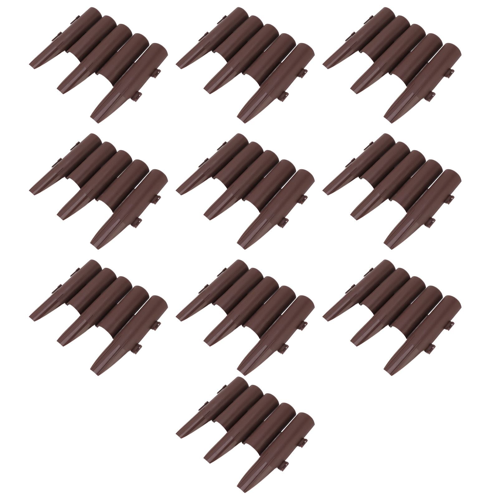 10 PCS Staggered Short Fence PP Easy To Install Brown Short Fence Edging for Balcony Flower Bed