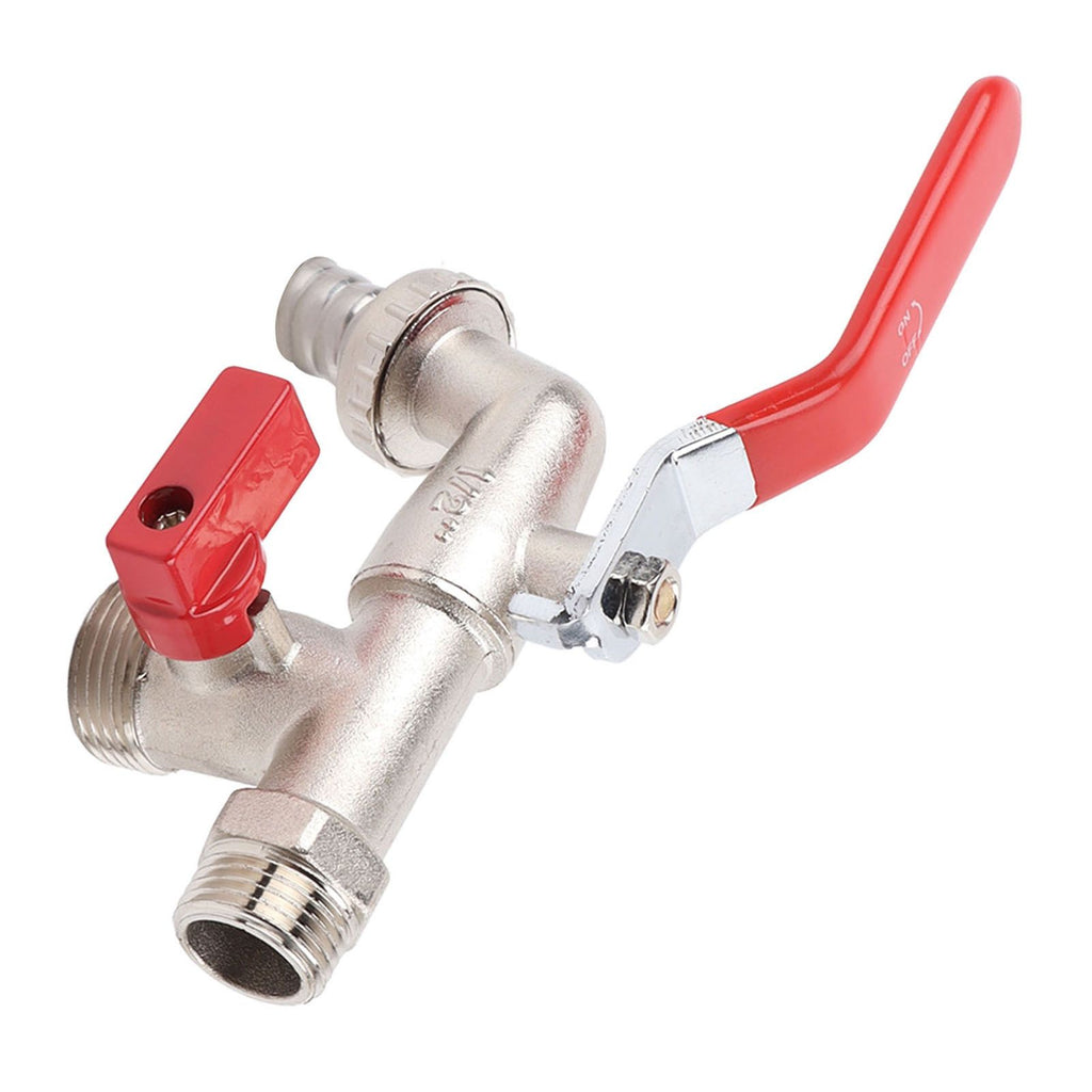 Double Valve Faucet Washing Machine Hose Valve Zinc Alloy Electroplate 1 in 2 Out Faucet Valve for Washing Machine Water Pipe