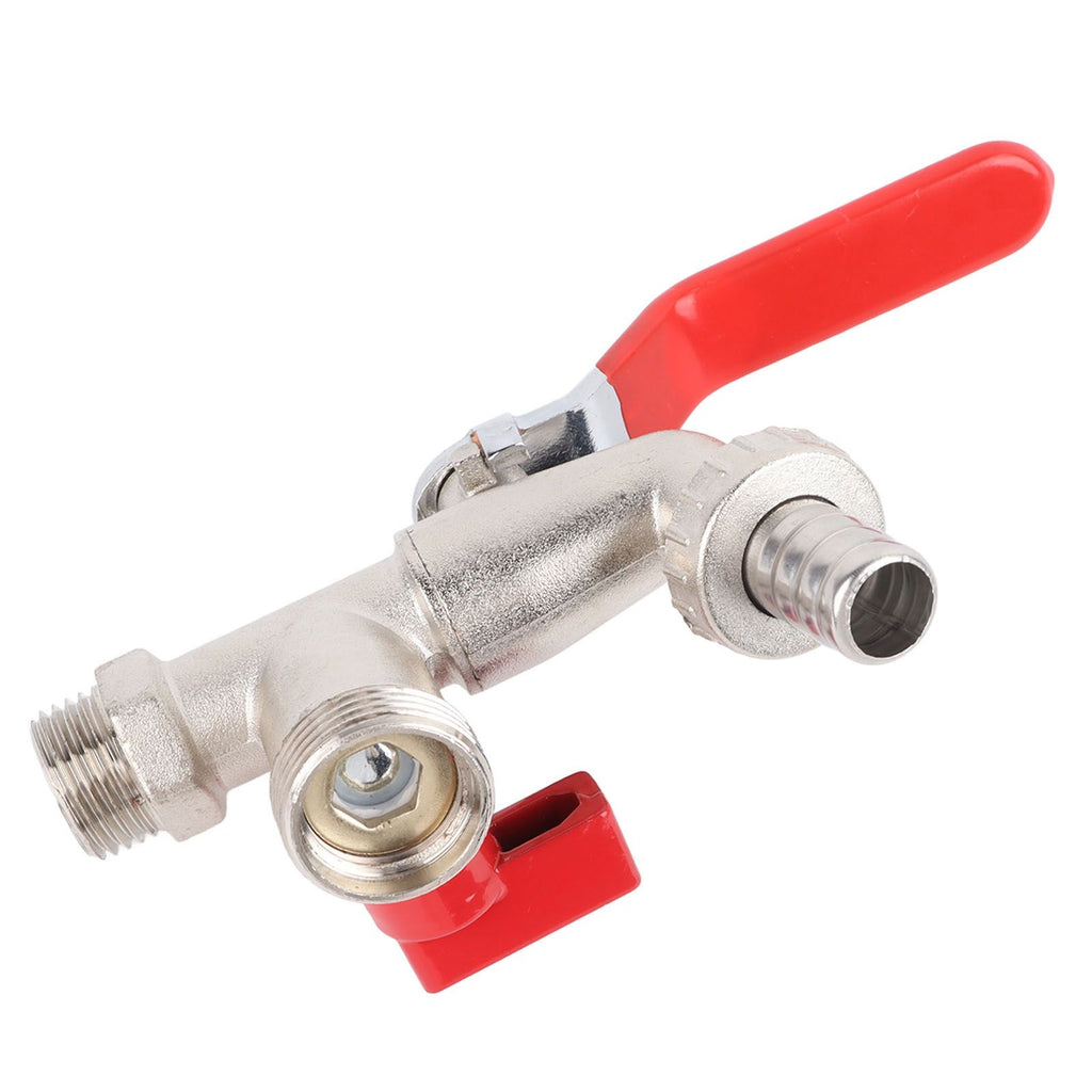 Double Valve Faucet Washing Machine Hose Valve Zinc Alloy Electroplate 1 in 2 Out Faucet Valve for Washing Machine Water Pipe