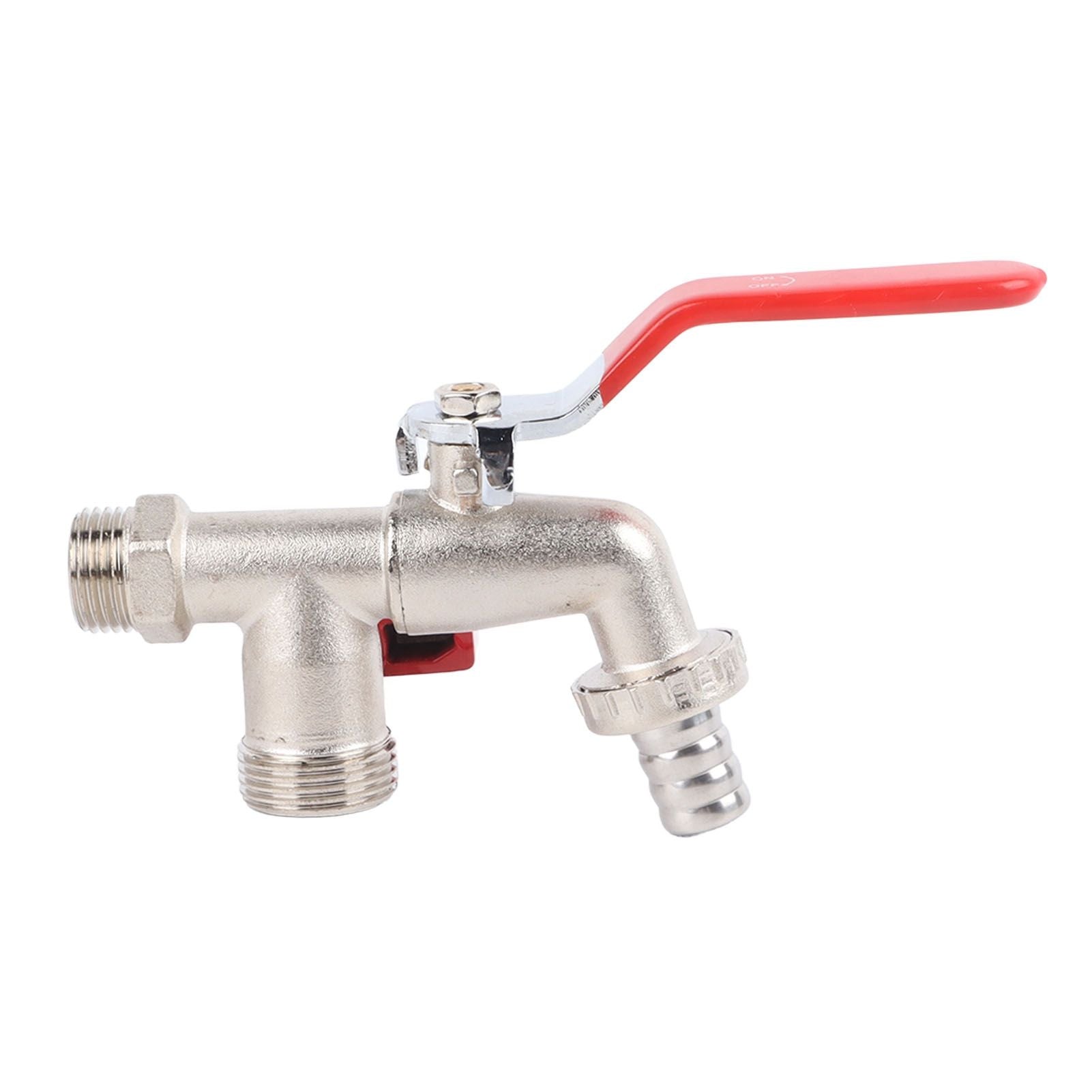 Double Valve Faucet Washing Machine Hose Valve Zinc Alloy Electroplate 1 in 2 Out Faucet Valve for Washing Machine Water Pipe