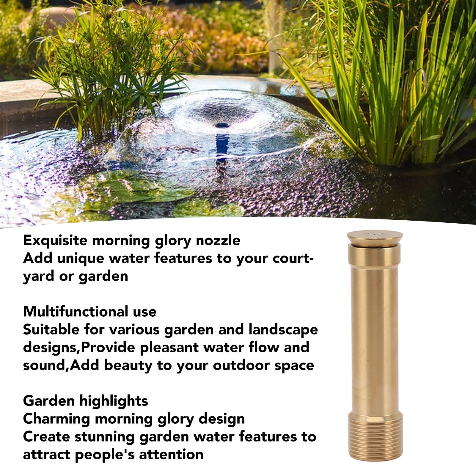 Brass Fountain Nozzle Morning Glory Trumpet Flower Fountain Nozzle for Garden Pond Amusement Park Museum Library G3/4 Inch Working Pressure 5‑8kpa