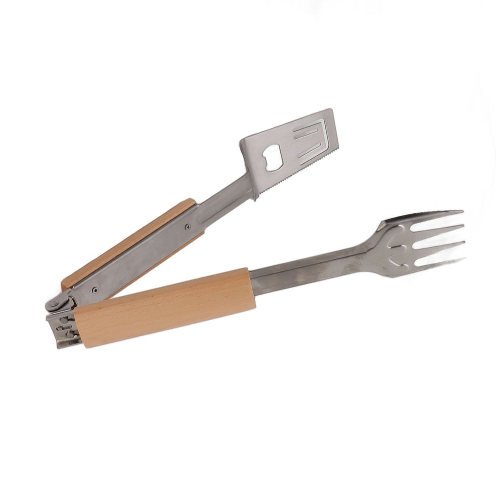 Grill Spatula Fork Tongs Durable Stainless Steel Food Tongs Multifunctional Long Handle Buffet Tongs for Camping