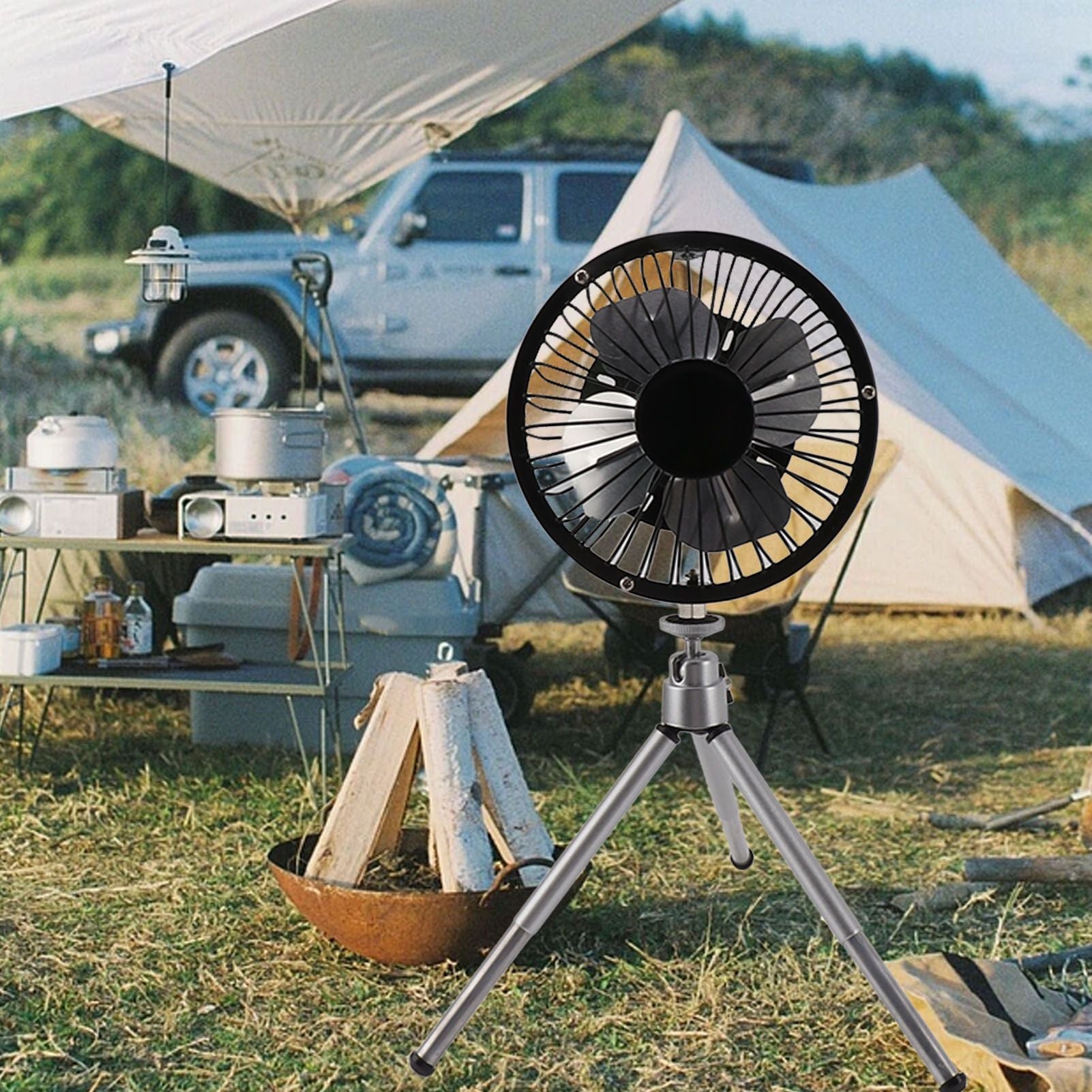 20W Solar Panel Fan Portable Solar Panel Powered USB Fan with Bracket for Camping Fishing Travel