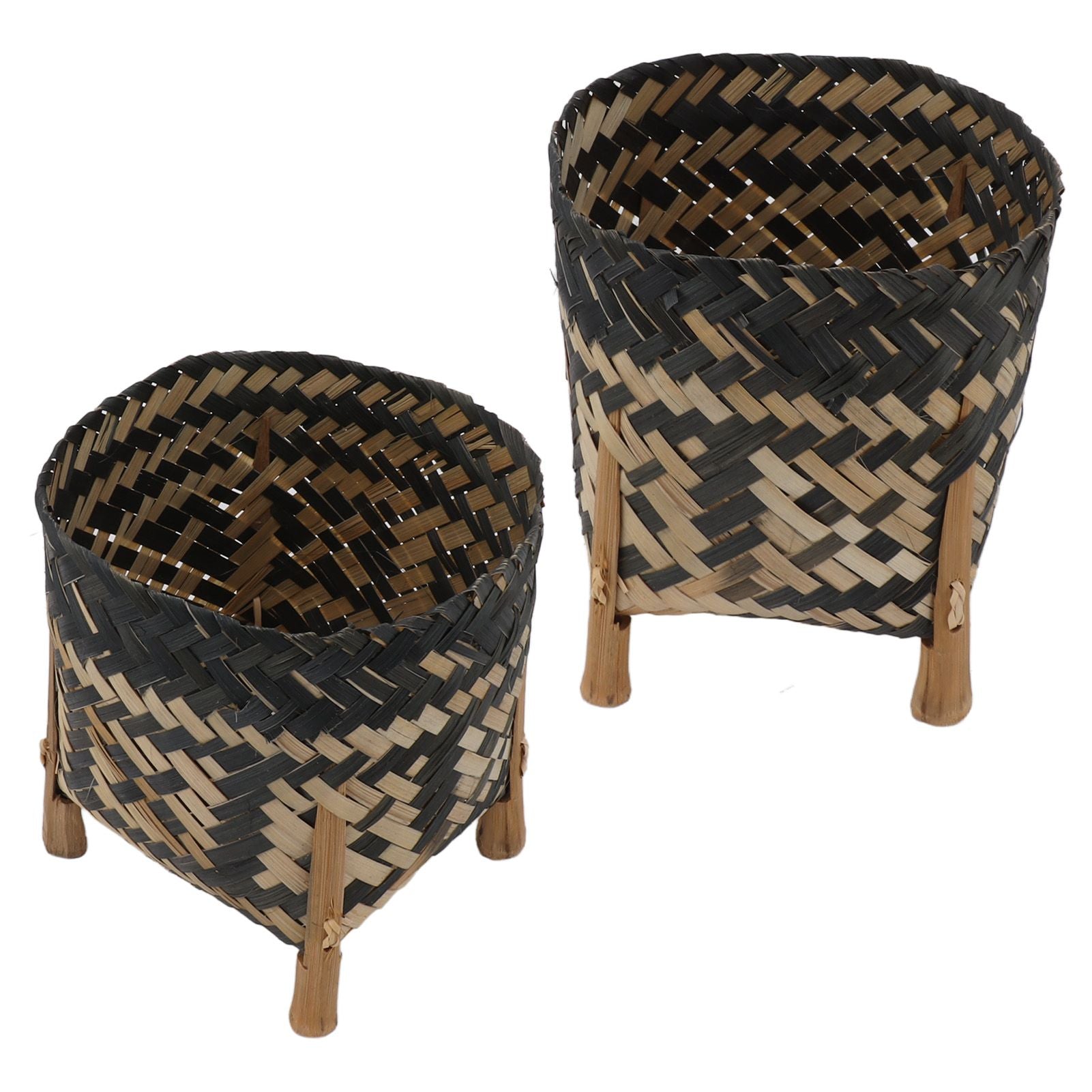 Plant Basket Northern Europe Style Bamboo Weaving Plant Pot Handwoven Indoor Outdoor Storage Organizer Plant Holder