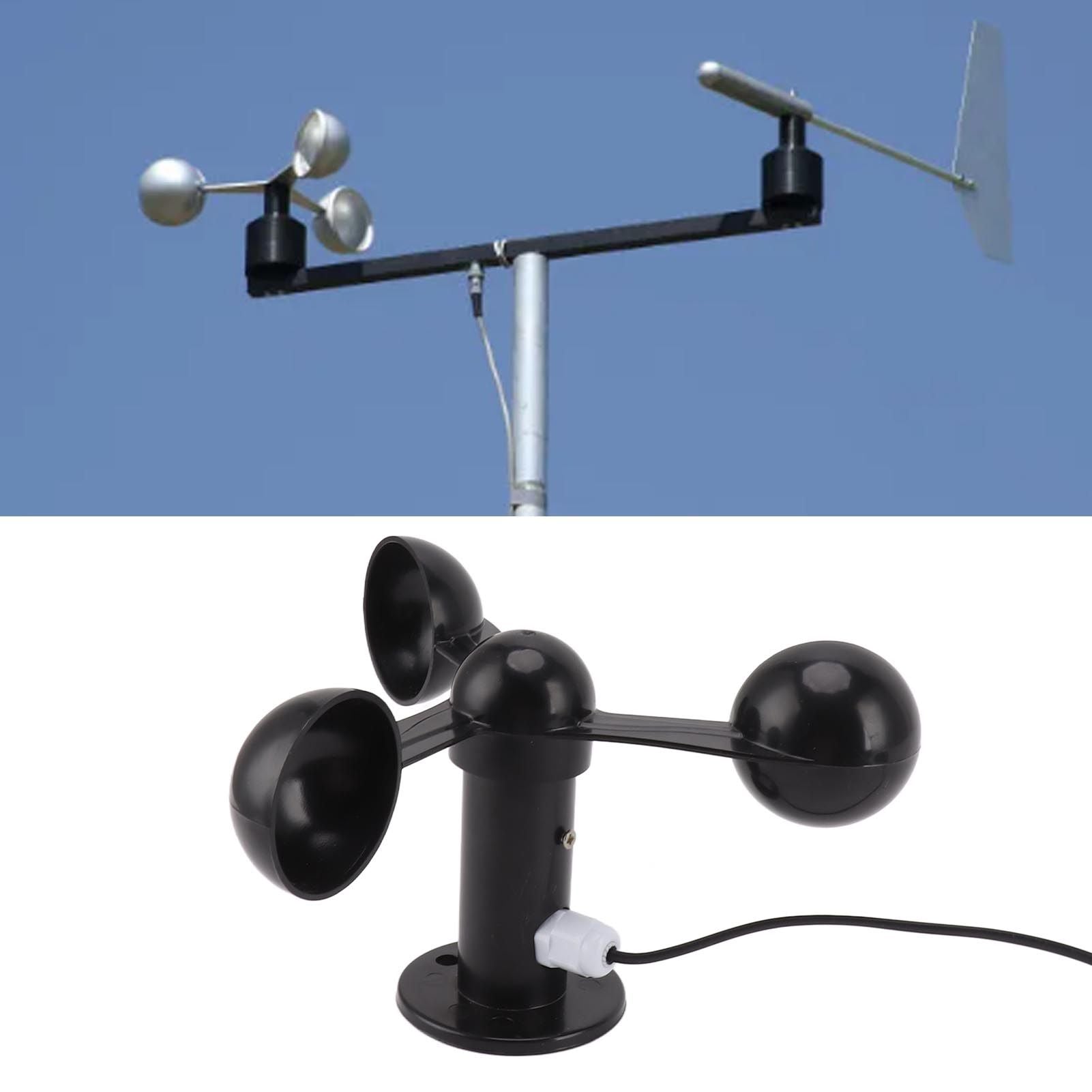 Anemometer Sensor Wind Speeds Cup with 8M Waterproof Cable 4cm Mounting Hole Anti Interference 3 Cups Wind Speed Detector for Outdoor 0‑3.8v