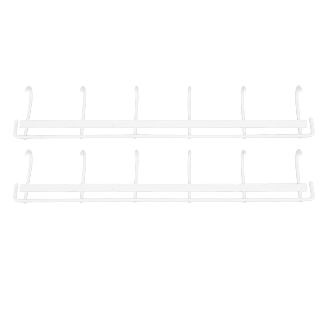 2pcs Wall Mounted Coat Rack Stainless Steel Wall Hanging Coat Hook Rail with 6 Hooks for Clothes Towel Hat 6 Hooks 2 White