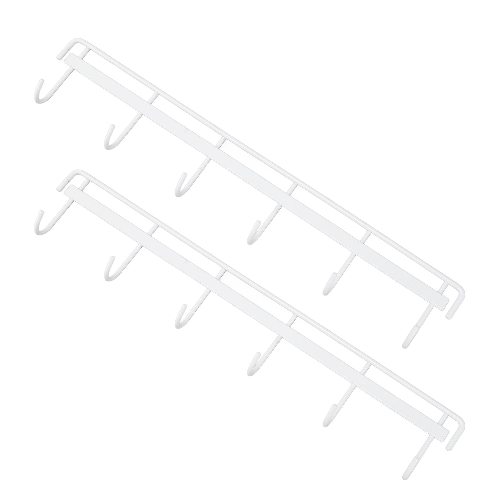 2pcs Wall Mounted Coat Rack Stainless Steel Wall Hanging Coat Hook Rail with 6 Hooks for Clothes Towel Hat 6 Hooks 2 White