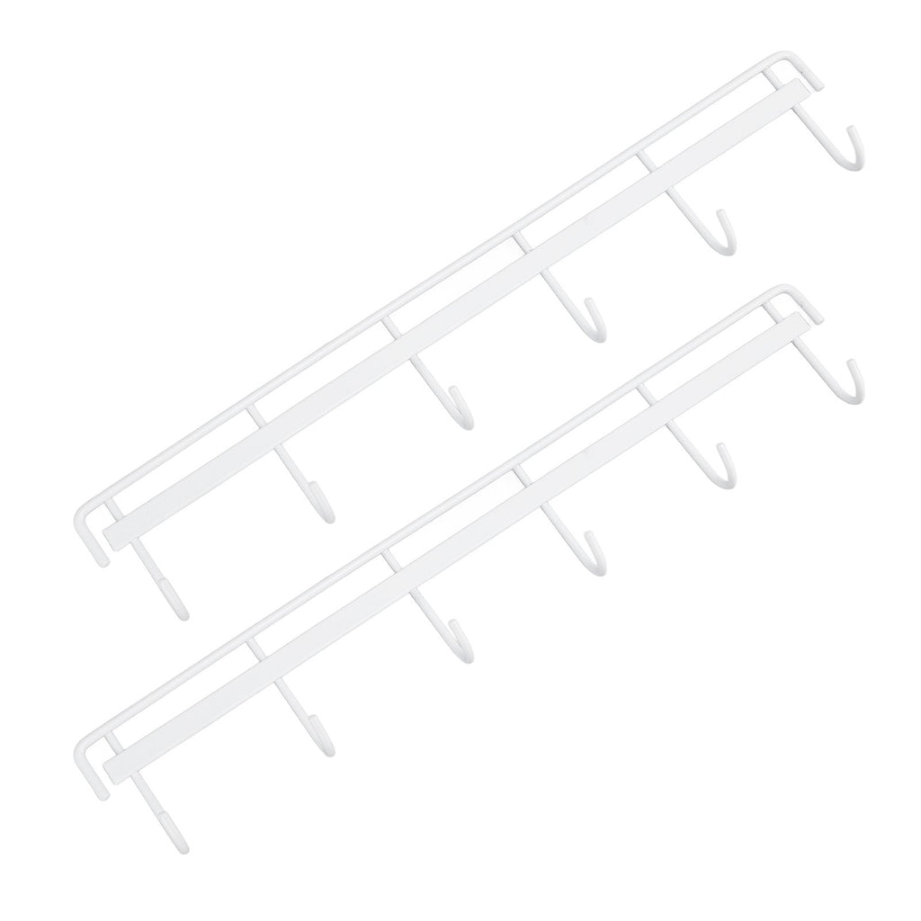 2pcs Wall Mounted Coat Rack Stainless Steel Wall Hanging Coat Hook Rail with 6 Hooks for Clothes Towel Hat 6 Hooks 2 White