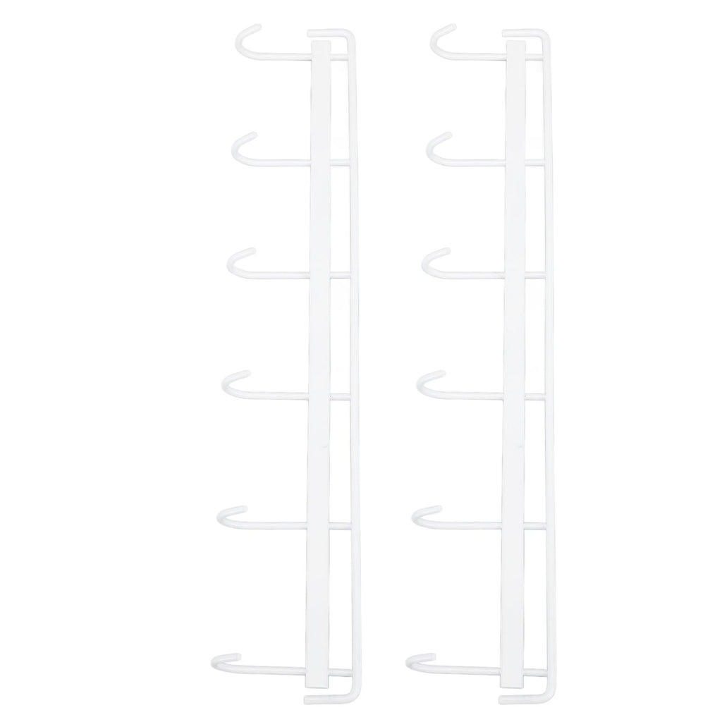 2pcs Wall Mounted Coat Rack Stainless Steel Wall Hanging Coat Hook Rail with 6 Hooks for Clothes Towel Hat 6 Hooks 2 White